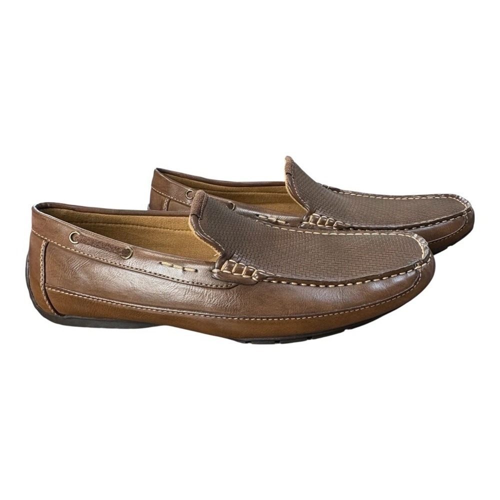 Madden M-HONIR Loafers Mens 10 Brown Woven Embossed Driving Moccasins Slip On‎